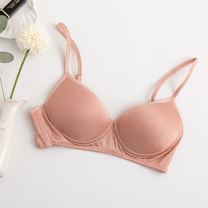 Wireless Simple Seamless 1/2 Cup Mulberry Silk Bras [SKBR0042]