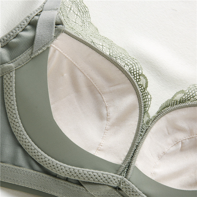 Wireless Elegant Gathered 3/4 Cup Lace Mulberry Silk Bras [SKBR0003]