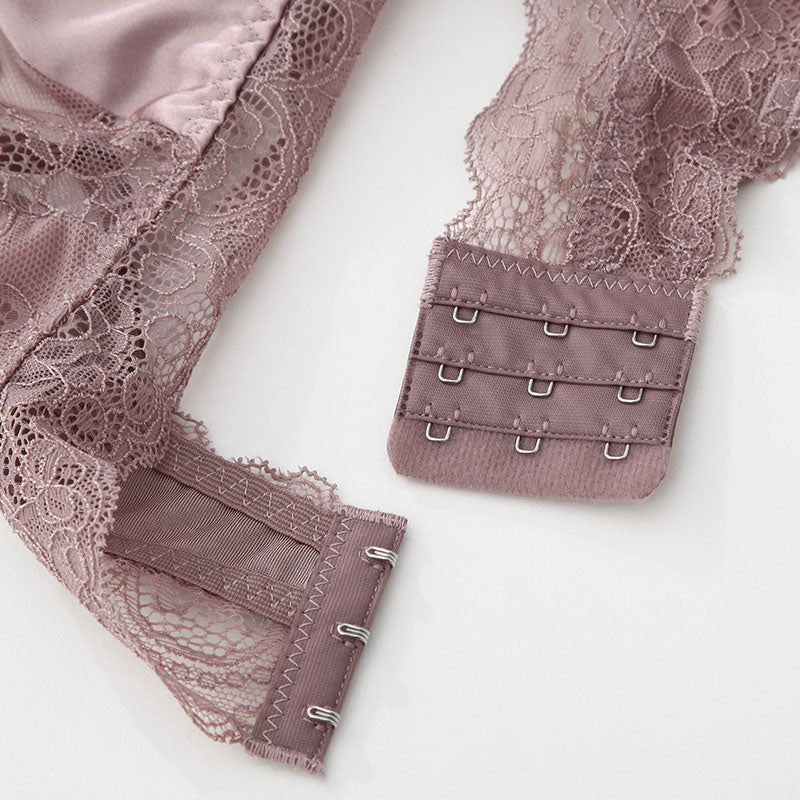 Wireless Sexy Gathered 3/4 Cup Lace Mulberry Silk Bras [SKBR0007]