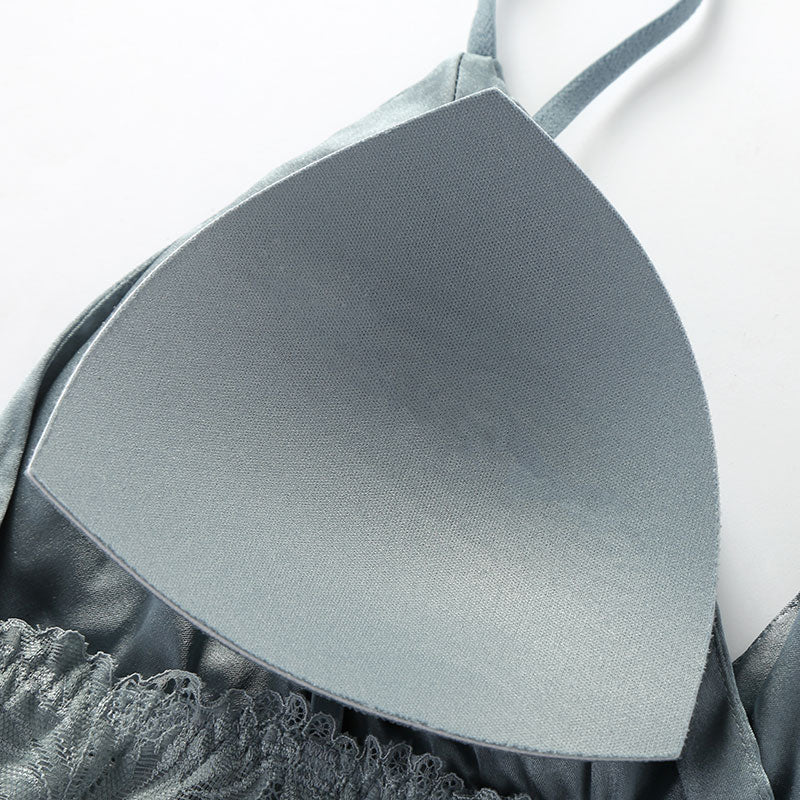Wireless Sexy Seamless Triangle Tank Top Lace Mulberry Silk Bras [SKBR0010]
