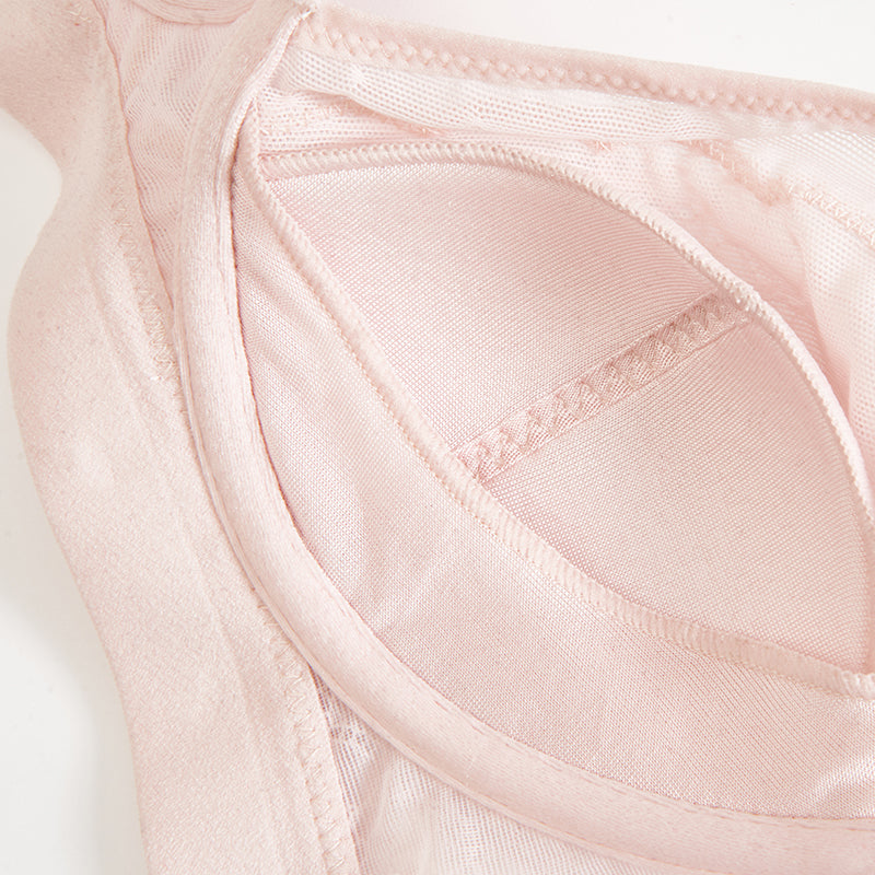 Wireless Romantic Gathered 3/4 Cup Lace Mulberry Silk Bras [SKBR0028]