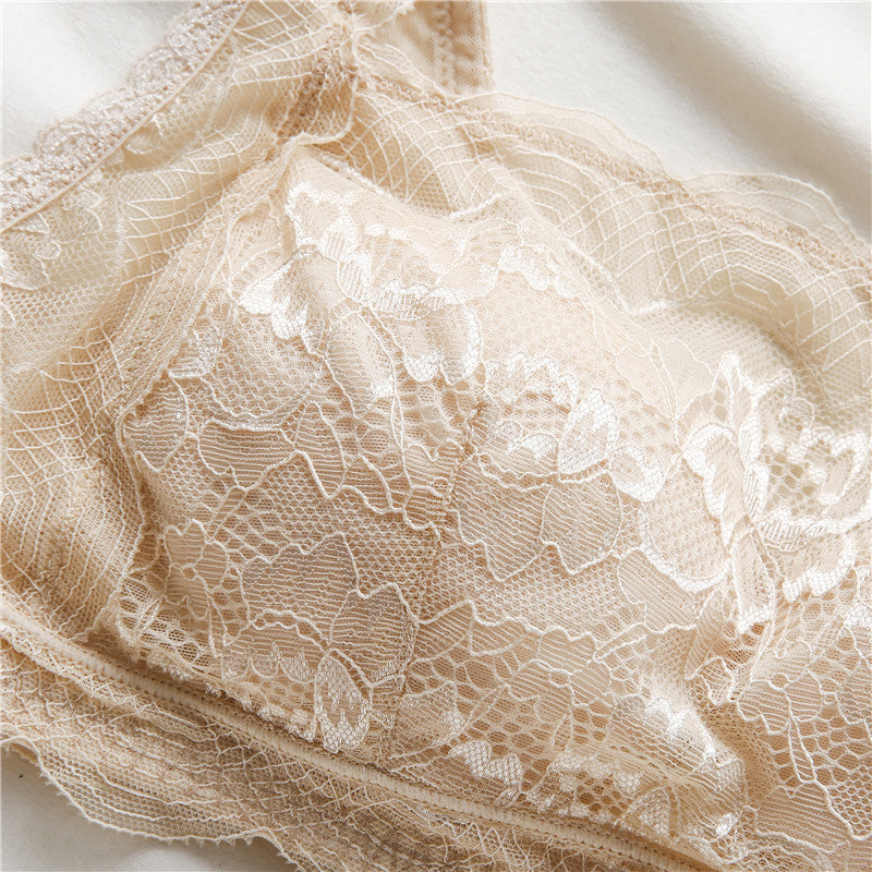 Wireless Elegant Anti Emptied Tube Top Lace Mulberry Silk Bras [SKBR0022]