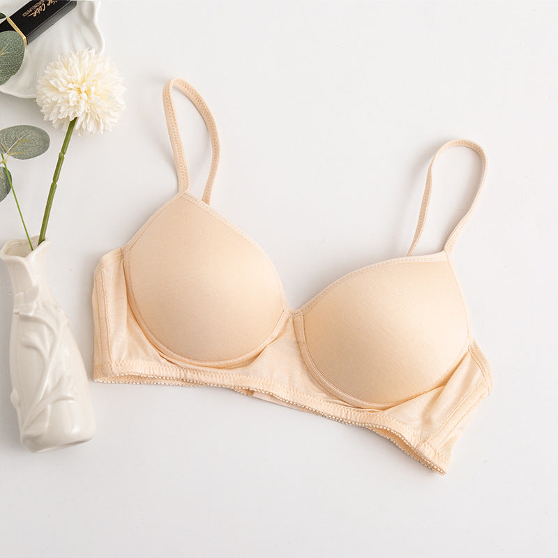 Wireless Simple Seamless 1/2 Cup Mulberry Silk Bras [SKBR0042]
