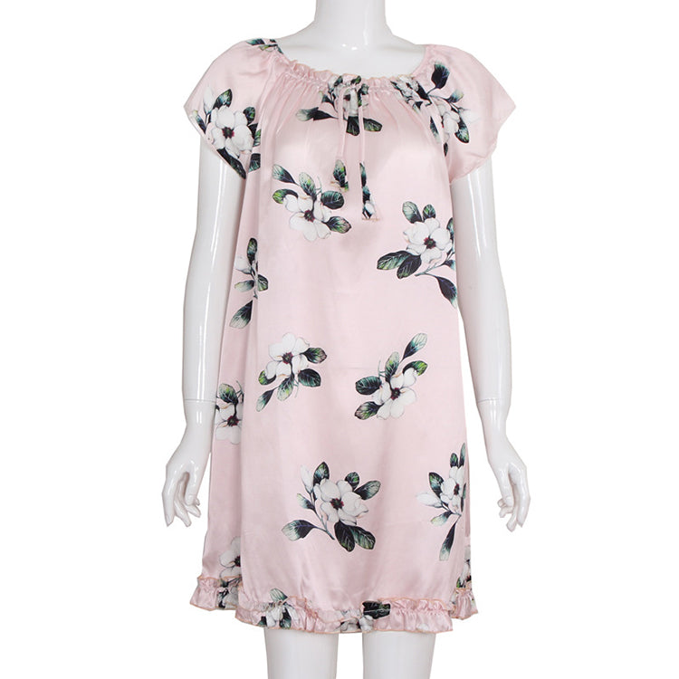 16Momme Pure Mulberry Silk Sweet Mini Printing Sleepshirt [SKSH0037]
