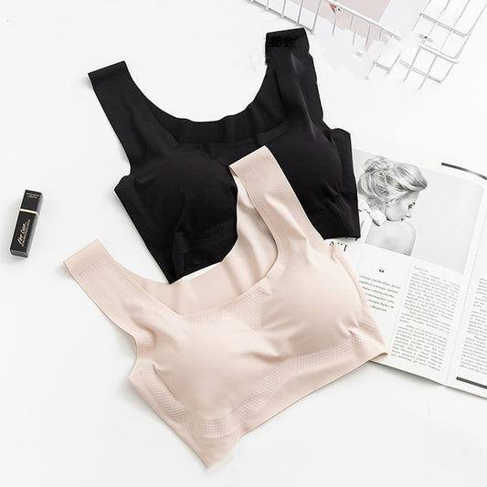 Wireless Simple Seamless Anti Emptied Tank Top Mulberry Silk Bras [SKBR0048]