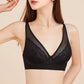 Wireless Romantic Gathered 3/4 Cup Lace Mulberry Silk Bras [SKBR0028]