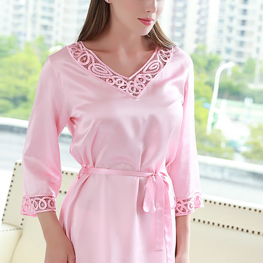 16Momme Pure Mulberry Silk Elegant Mini Lace Sleepshirt [SKSH0027]