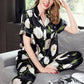 Pure Mulberry Silk Short Sleeves Notch Collar Printing Pajamas Set [SKPA0053]