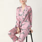 19Momme Pure Mulberry Silk Long Sleeves Notch Collar Printing Pajamas Set [SKPA0030]
