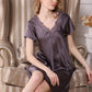 16Momme Pure Mulberry Silk Sexy Above Knee Lace Sleepshirt [SKSH0038]