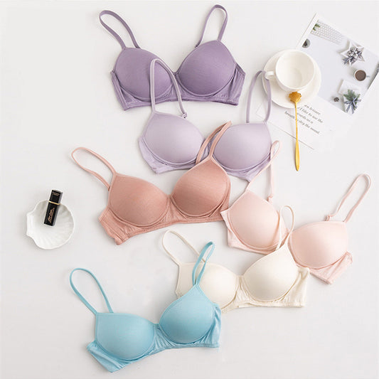 Wireless Simple Seamless 1/2 Cup Mulberry Silk Bras [SKBR0042]