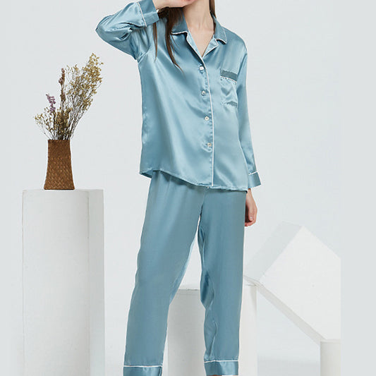 16Momme Pure Mulberry Silk Long Sleeves Notch Collar Pajamas Set [SKPA0007]