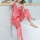19Momme Pure Mulberry Silk Short Sleeves Round Collar Lace Pajamas Set [SKPA0015]