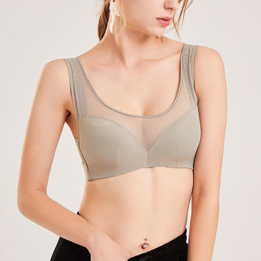 Wireless Romantic Anti Emptied Tank Top Lace Mulberry Silk Bras [SKBR0052]