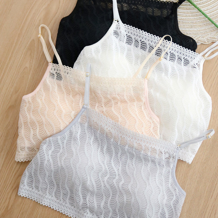 Wireless Simple Anti Emptied Tube Top Lace Mulberry Silk Bras [SKBR0072]