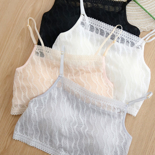 Wireless Simple Anti Emptied Tube Top Lace Mulberry Silk Bras [SKBR0072]