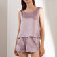 19Momme Pure Mulberry Silk Cap Sleeves Round Collar Pajamas Set [SKPA0012]