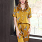 16Momme Pure Mulberry Silk Short Sleeves Notch Collar Printing Pajamas Set [SKPA0032]