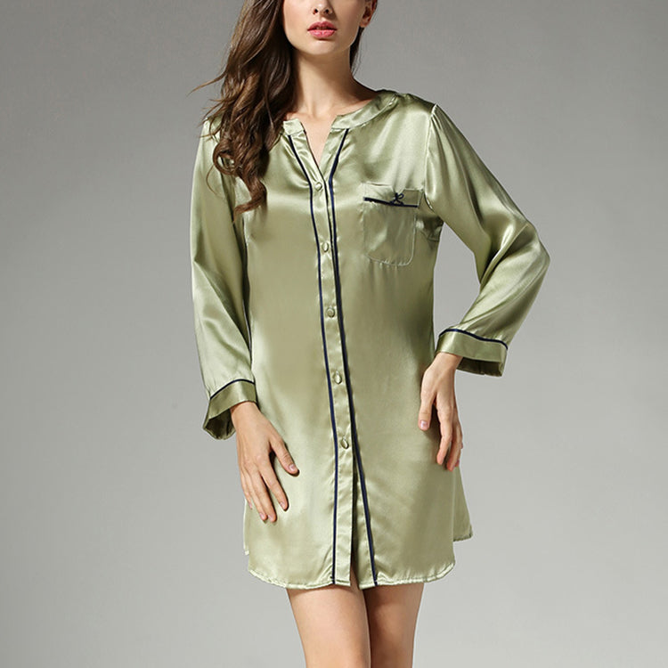 16Momme Pure Mulberry Silk Sexy Mini Button Sleepshirt [SKSH0041]