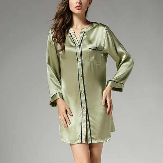 16Momme Pure Mulberry Silk Sexy Mini Button Sleepshirt [SKSH0041]
