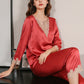 19Momme Pure Mulberry Silk Long Sleeves Round Collar Lace Pajamas Set [SKPA0036]