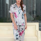 Pure Mulberry Silk Short Sleeves Notch Collar Printing Pajamas Set [SKPA0018]