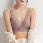 Wireless Sexy Gathered 3/4 Cup Lace Mulberry Silk Bras [SKBR0045]