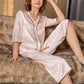 Pure Mulberry Silk Long Sleeves V Collar Pajamas Set [SKPA0050]