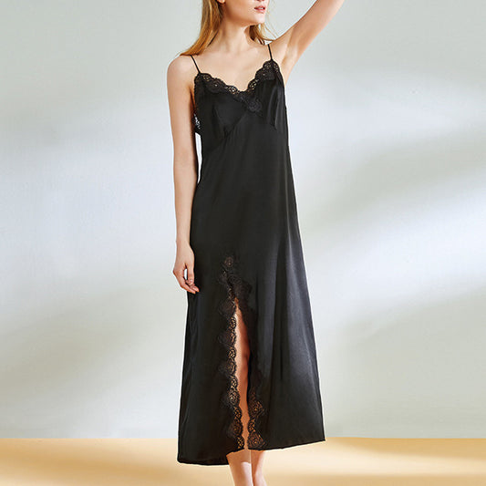 16Momme Pure Mulberry Silk Sexy Maxi Lace Sleepshirt [SKSH0004]