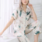 Pure Mulberry Silk Short Sleeves Notch Collar Pajamas Set [SKPA0045]