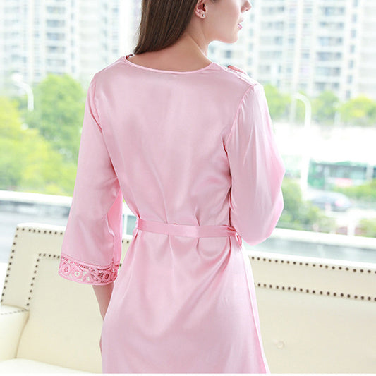 16Momme Pure Mulberry Silk Elegant Mini Lace Sleepshirt [SKSH0027]
