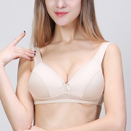 Wireless Simple Plus Size Breathable 3/4 Cup Mulberry Silk Bras [SKBR0027]