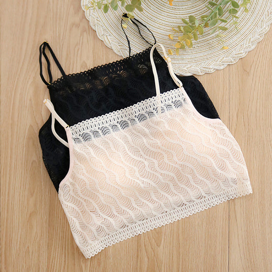 Wireless Simple Anti Emptied Tube Top Lace Mulberry Silk Bras [SKBR0072]