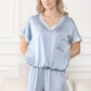 19Momme Pure Mulberry Silk Short Sleeves V Collar Pajamas Set [SKPA0061]