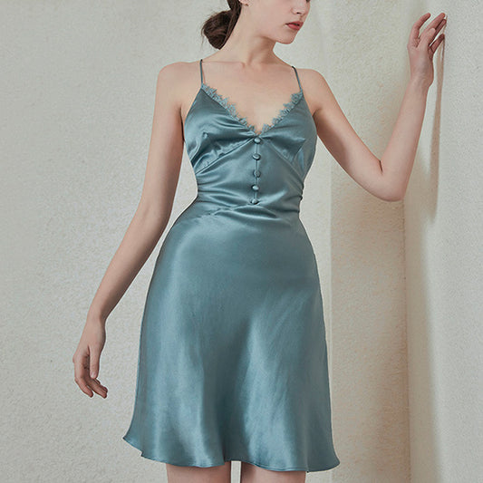19Momme Pure Mulberry Silk Sexy Mini Backless Sleepshirt [SKSH0011]