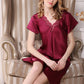 16Momme Pure Mulberry Silk Sexy Above Knee Lace Sleepshirt [SKSH0038]