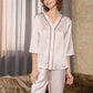Pure Mulberry Silk Long Sleeves V Collar Pajamas Set [SKPA0050]