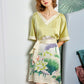 16Momme Pure Mulberry Silk Elegant Above Knee Printing Sleepshirt [SKSH0056]