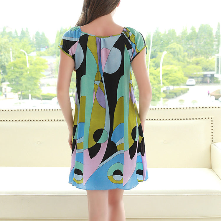 16Momme Pure Mulberry Silk Sweet Mini Printing Sleepshirt [SKSH0030]