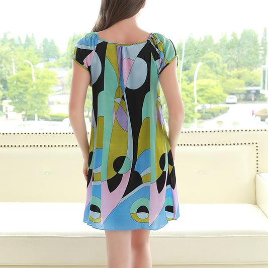 16Momme Pure Mulberry Silk Sweet Mini Printing Sleepshirt [SKSH0030]