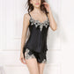 Pure Mulberry Silk Strap V Collar Lace Pajamas Set [SKPA0039]