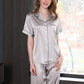 16Momme Pure Mulberry Silk Short Sleeves Notch Collar Pajamas Set [SKPA0043]
