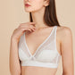Wireless Romantic Gathered 3/4 Cup Lace Mulberry Silk Bras [SKBR0028]