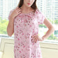 19Momme Pure Mulberry Silk Sweet Above Knee Printing Sleepshirt [SKSH0028]