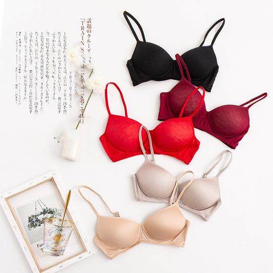 Wireless Simple Seamless 1/2 Cup Mulberry Silk Bras [SKBR0042]