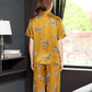 16Momme Pure Mulberry Silk Short Sleeves Notch Collar Printing Pajamas Set [SKPA0032]