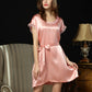 16Momme Pure Mulberry Silk Elegant Above Knee Lace Sleepshirt [SKSH0044]