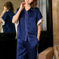 Pure Mulberry Silk Short Sleeves Notch Collar Pajamas Set [SKPA0057]