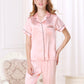 16Momme Pure Mulberry Silk Short Sleeves Notch Collar Pajamas Set [SKPA0034]
