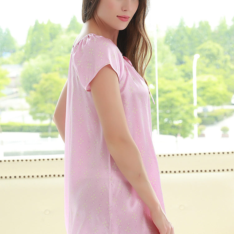 16Momme Pure Mulberry Silk Sweet Mini Printing Sleepshirt [SKSH0030]